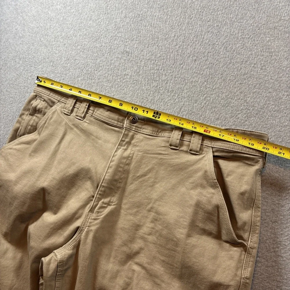 Duluth Trading Flex Fire Hose Men's 42x30 Beige Canvas Pants Work Casual
